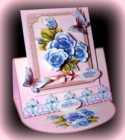 Over the Edge Easel Card Kit - Blue Rose by Dianne Jackson