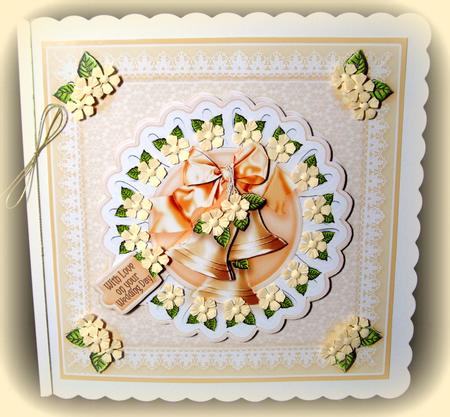 Wedding Bells and Lace in Cream - 8in x 8in Decoupage	 by Dianne Jackson