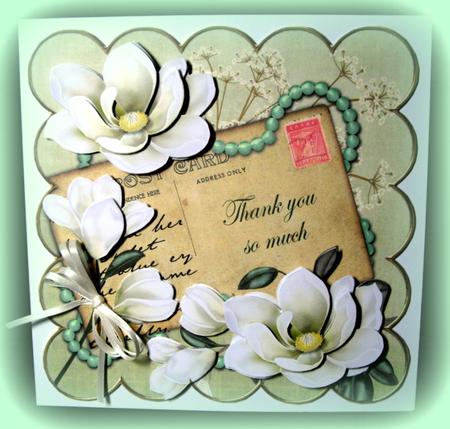 Olive Magnolia Thank You 8in Decoupage Sheet by Dianne Jackson