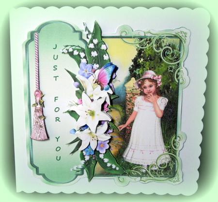 Lily of the Valley Flowers and Vintage Girl 8 x 8 Card Kit by Dianne Jackson