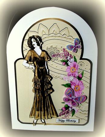 Vintage Shaped Lady with Flowers by Dianne Jackson