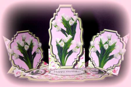Triple Twist Easel Card - White Tulips by Dianne Jackson