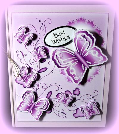 Artistic Vine & Butterflies Rubber Stamp Effect Toned Cards by Dianne Jackson