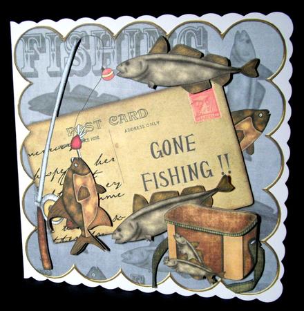 Fishing Grey Gone Fishing 8in Xtreme Decoupage Kit by Dianne Jackson