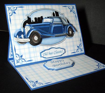 Vintage Car Old But Classic! Blue Easel Card Kit by Dianne Jackson