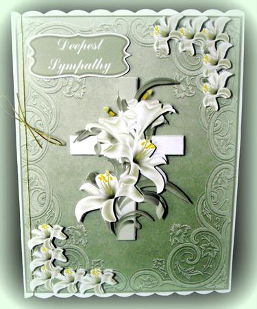 Cross and Lilly Sympathy Card Front by Dianne Jackson