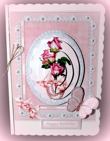 Sweet Roses in Lace Frame Oval Pyramid by Dianne Jackson