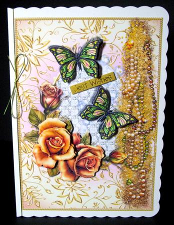 Gilded Gold Frame with Roses and Gems Card Front by Dianne Jackson