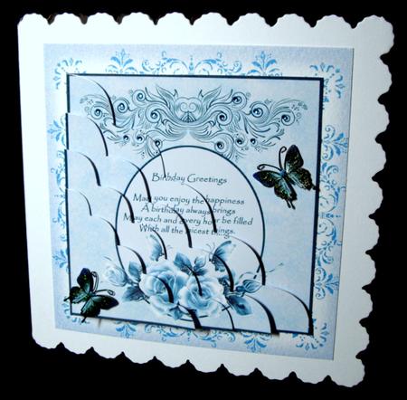 Glowing Roses Butterflies Corner Stacker Blue by Dianne Jackson