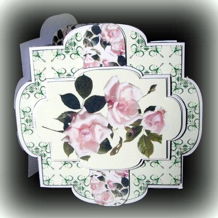 Shaped Layered Card - Pink Tinge Roses by Dianne Jackson