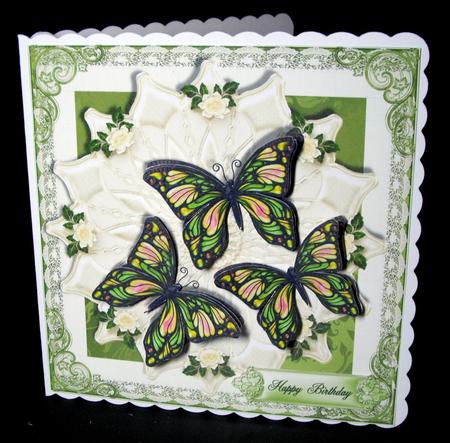 Flutters and Lace in Green Card Topper by Dianne Jackson