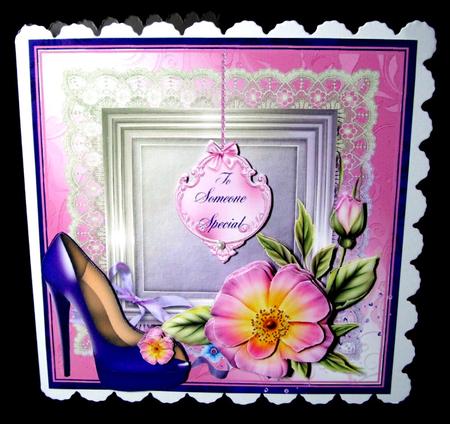 Purple Peep Toes on Lace Card Topper by Dianne Jackson