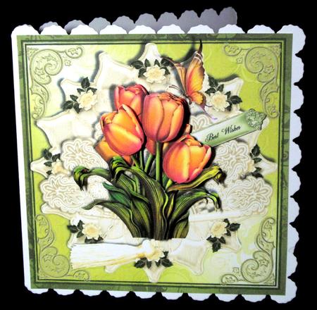 Tulips on a Fan Card Front/topper by Dianne Jackson