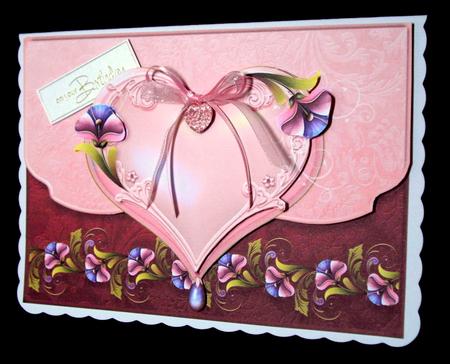 Hearts and Flowers Fancy Edge Envelope Card by Dianne Jackson