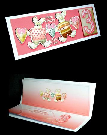 Hearts and Bunny Patches Girl Age 3 Large Dl Insert by Dianne Jackson