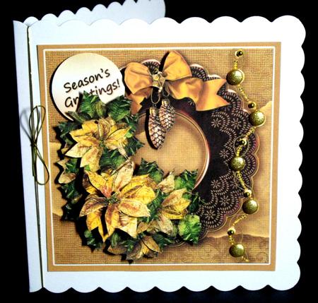 Gold Poinsettias 5in x 5in Decoupage Kit Envel & Insert Incl by Dianne Jackson