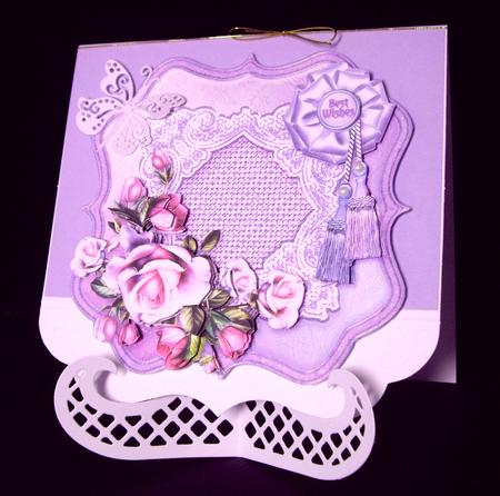 Lilac & Pink Roses on a Fancy Frame 5in x 5in Decoupage Kit by Dianne Jackson