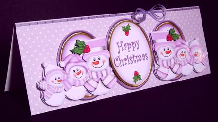 Lilac Snowman Happy Christmas Large Dl Card Kit by Dianne Jackson