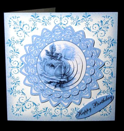 Vintage Rose Card in Blue for Many Occasions by Dianne Jackson