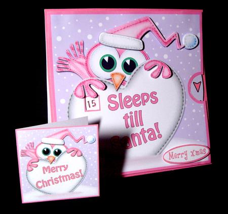 3D Xmas Little Owl Sleeps Till Santa Countdown Moveable Card by Dianne Jackson