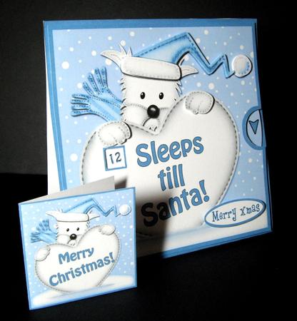 3D Xmas Westie Dog Sleeps Till Santa Countdown Moveable Card by Dianne Jackson