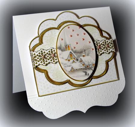 Ice Church Gold Anglaise Scallop Decoupage Card Kit by Dianne Jackson