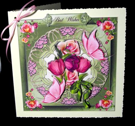 Gorgeous Green and Pinks Floral Card Topper by Dianne Jackson