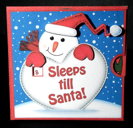 3D Xmas Snowman Sleeps Till Santa Countdown Moveable Card by Dianne Jackson