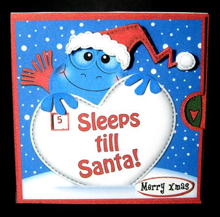 3D Xmas Frog Sleeps Till Santa Countdown Moveable Card by Dianne Jackson
