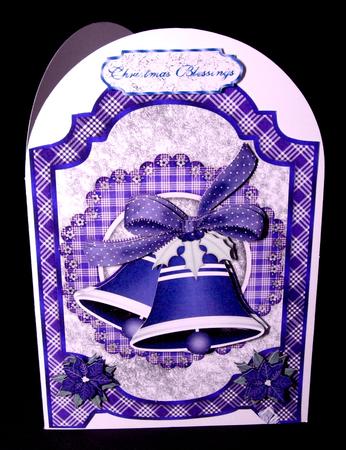 Christmas Bells and Bows in Blue Screen Card Front by Dianne Jackson