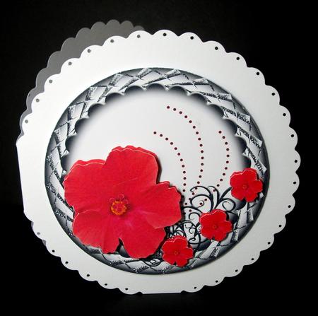Red Hibiscus Large Round Topper by Dianne Jackson