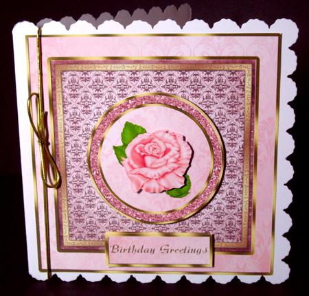 Pink Rose Sqaure Card Front by Dianne Jackson