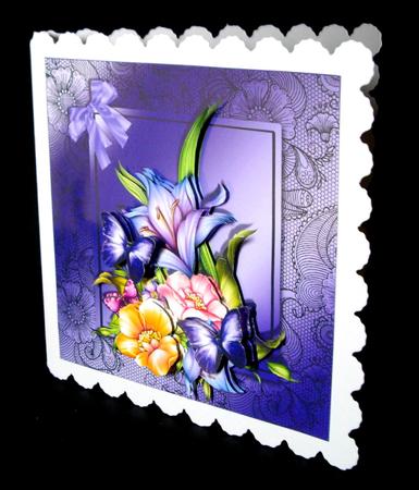 Flora and Butterflies in Shimmering Frame Lace Card Front by Dianne Jackson