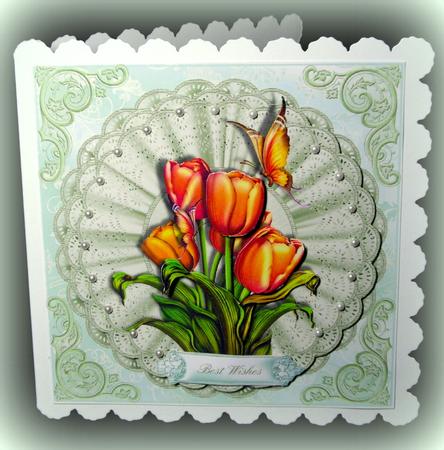 Tulips and Flutters Card Topper by Dianne Jackson