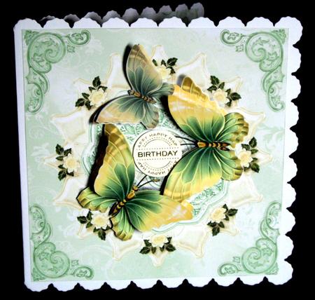 Beautiful Cream and Green Butterfly Card Topper by Dianne Jackson