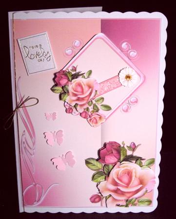 Sunrise Roses & Butterflies Decoupage Card Front/topper by Dianne Jackson