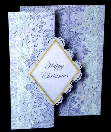 Blue Happy Christmas Fold Back Lace Card and Envelope Kit by Dianne Jackson