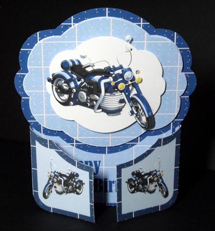 Blue Motorbike Gatefold Card by Dianne Jackson