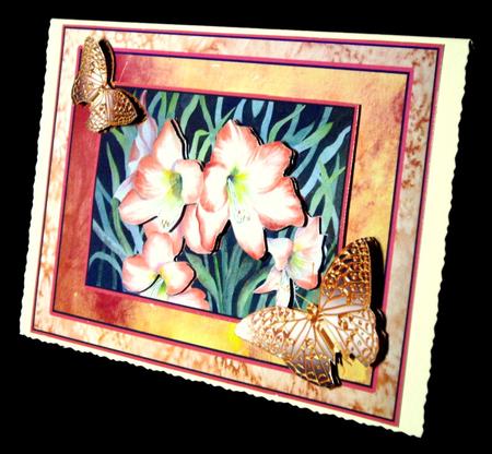 Amarylis and Gold Butterflies Decoupage by Dianne Jackson