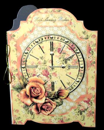 Vintage Roses Clock A4 Screen Card Front by Dianne Jackson