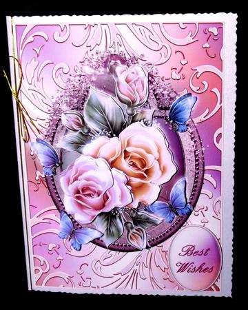 Shimmering Rose Frame Card Front by Dianne Jackson