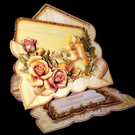 Christmas Florals Gold Envelope Easel Card Kit by Dianne Jackson