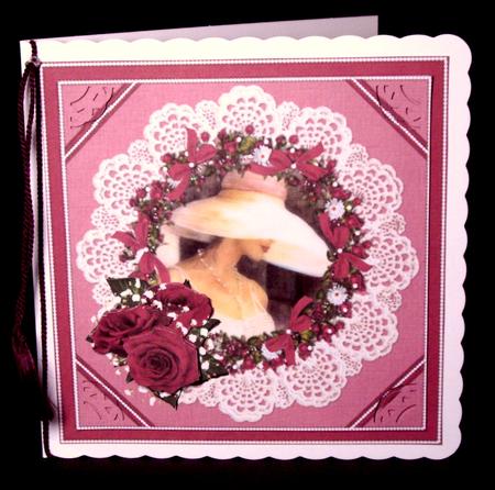 8x8 Burgundy Roses Bows and Pearls by Dianne Jackson