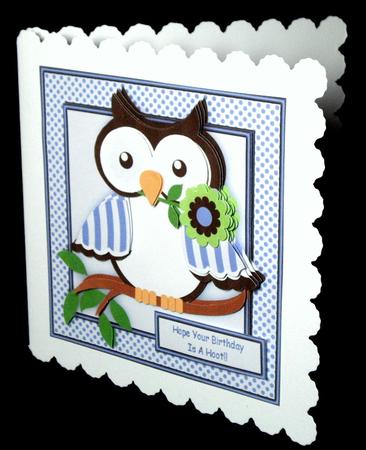 Flower Power Owl 4 6x6 Square Card with Decoupage by Dianne Jackson