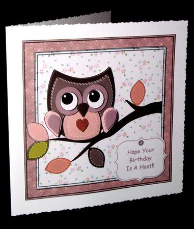 Owl in the Pink 8x8 Square Topper Sheet by Dianne Jackson