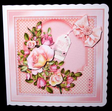 Roses with a Polka Dot Arch - 8in x 8in Decoupage by Dianne Jackson