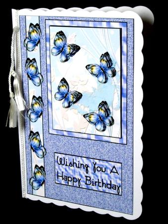 Blue Floral Butterfly Card Front by Dianne Jackson