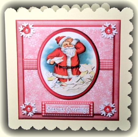 Vintage Santa in Letters Up to His Knees Card Front by Dianne Jackson