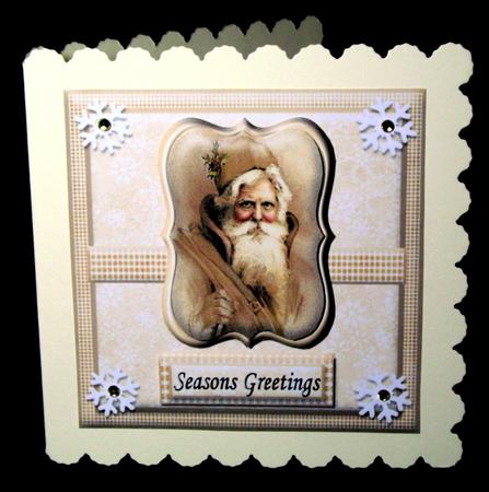 Vintage Santa in a Caramel Colour Frame Quick Card Front by Dianne Jackson