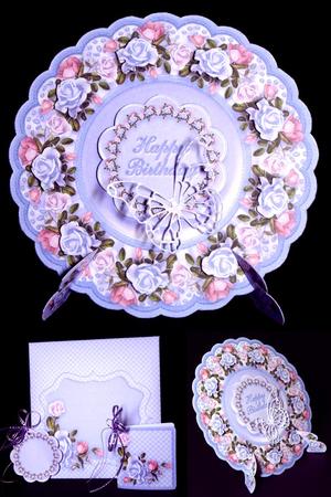 Plate Card Kit - Lilac and Pink Roses by Dianne Jackson